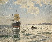 a. jernberg Marin med angfartyg oil on canvas